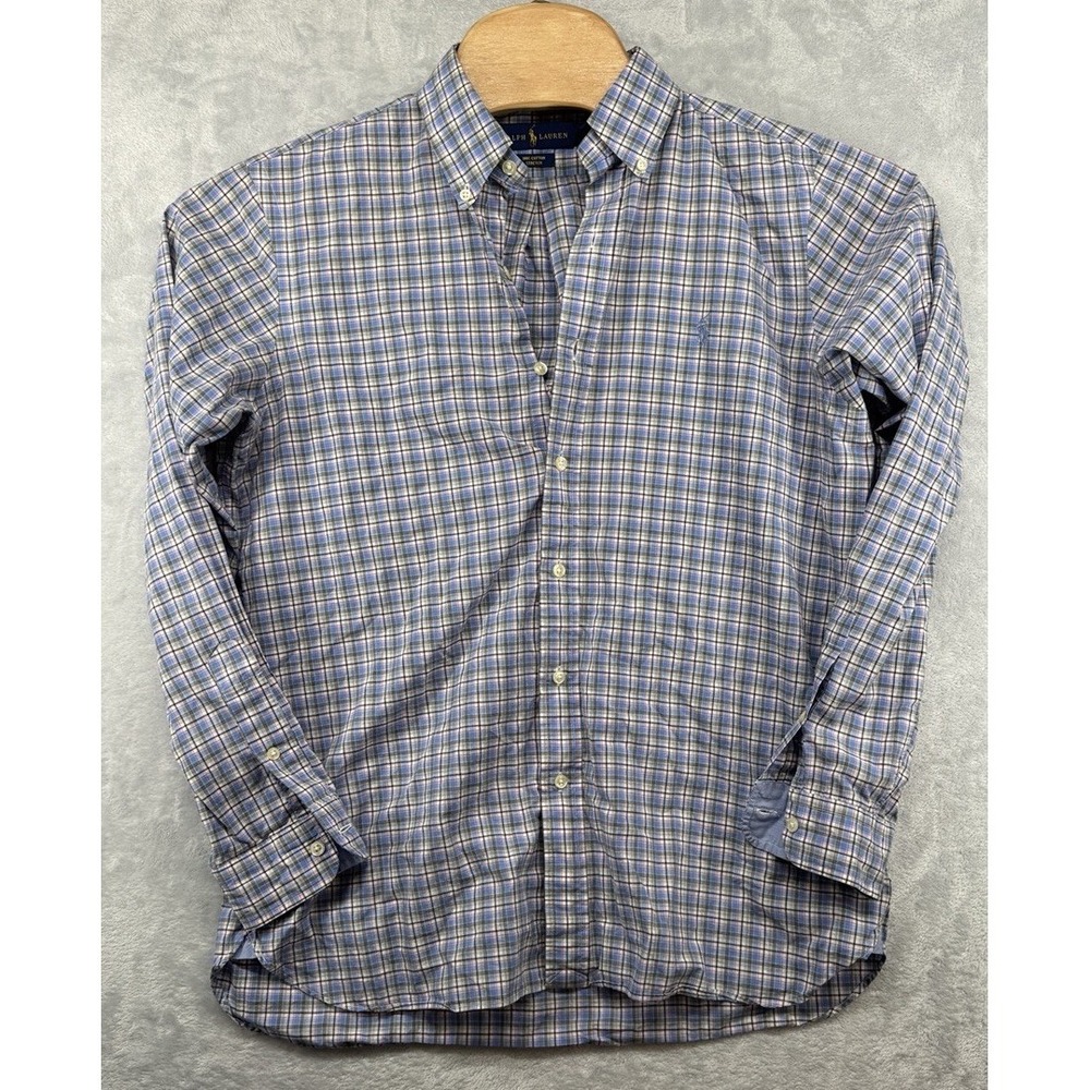 Ralph Lauren Cottonโ Stretch Plaid Button Down Long Sleeve Multicolor Mens M